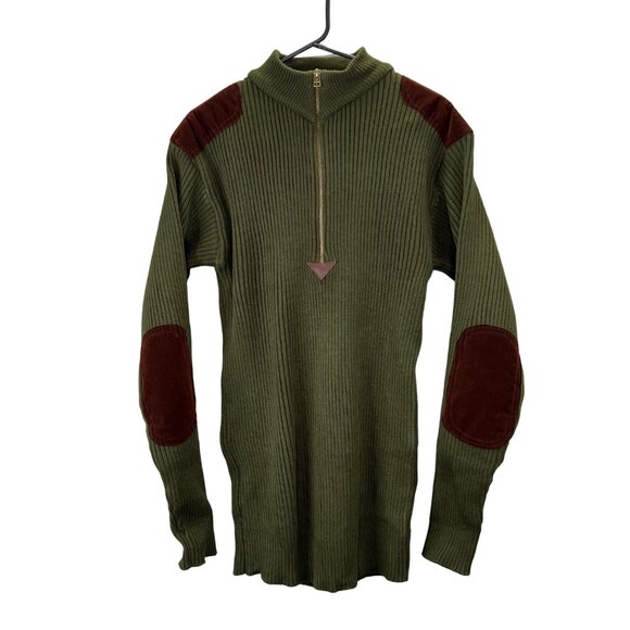 Rothco Military Sweater XL Men Olive Green Ribbed Elbow Patches Commando Mock - Picture 1 of 5